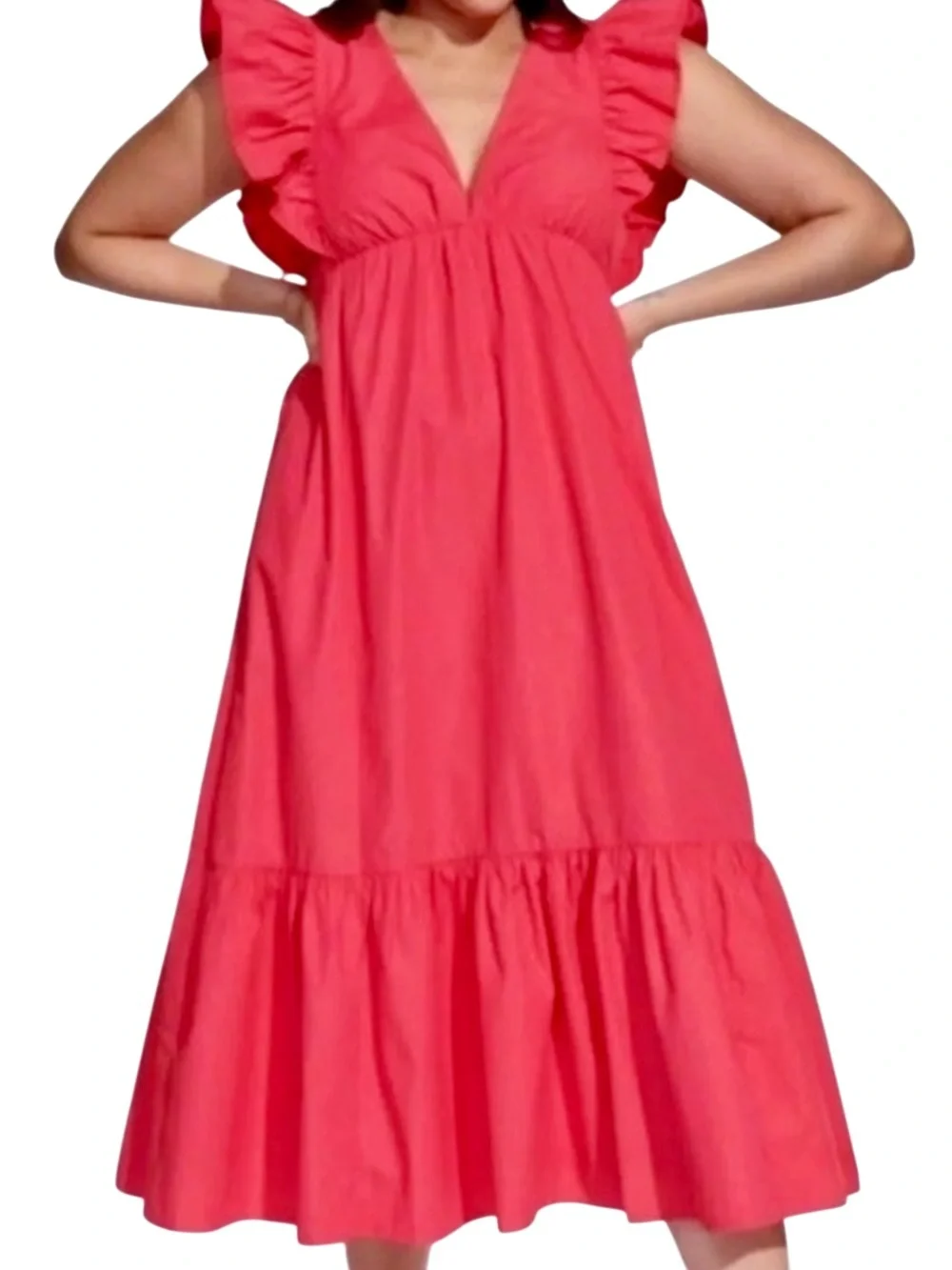 Abercrombie & Fitch Pink‎ Flutter Sleeve Tiered Maxi Dress Size XS